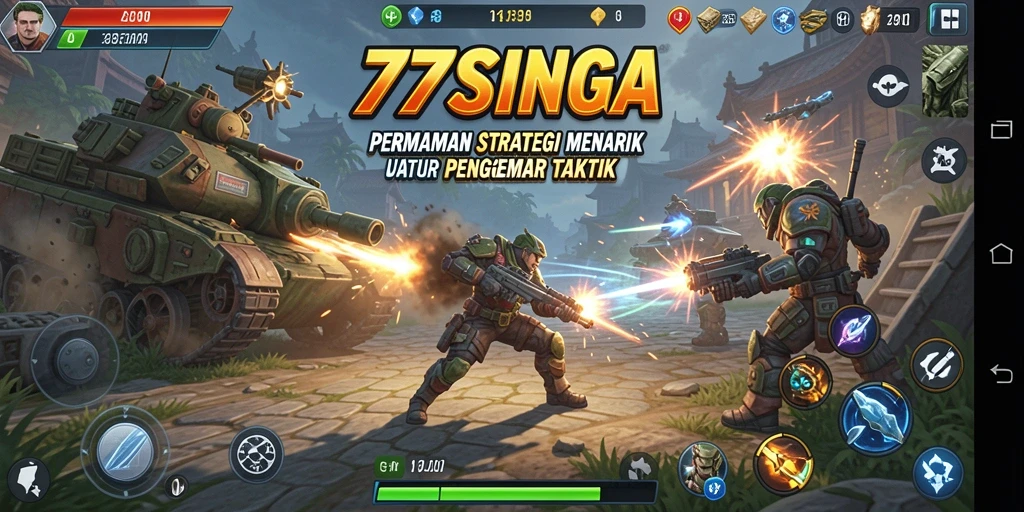 Screenshot gameplay 77SINGA yang menampilkan pertempuran strategi.