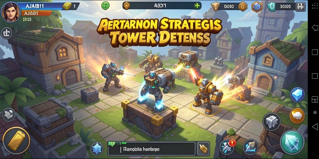 Tampilan gameplay menakjubkan dari AJAIB11 menampilkan strategi Tower Defense yang mendebarkan.