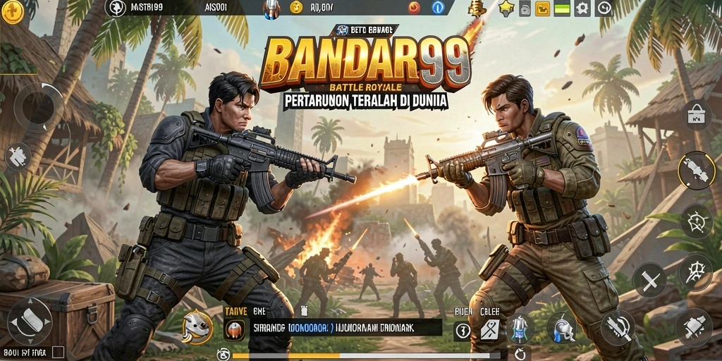 Tangkapan layar dari BANDAR99 menampilkan aksi mendebarkan dalam pertempuran Battle Royale.
