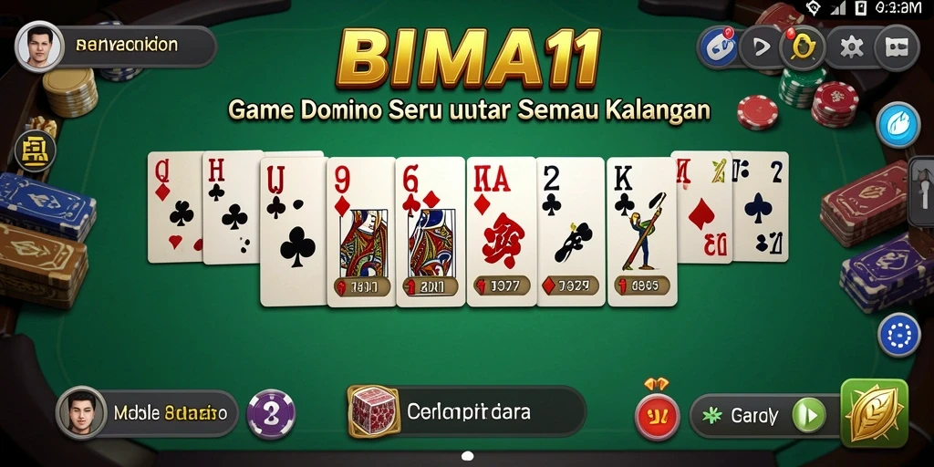Screenshot utama BIMA11 menampilkan gameplay menarik permainan Domino.