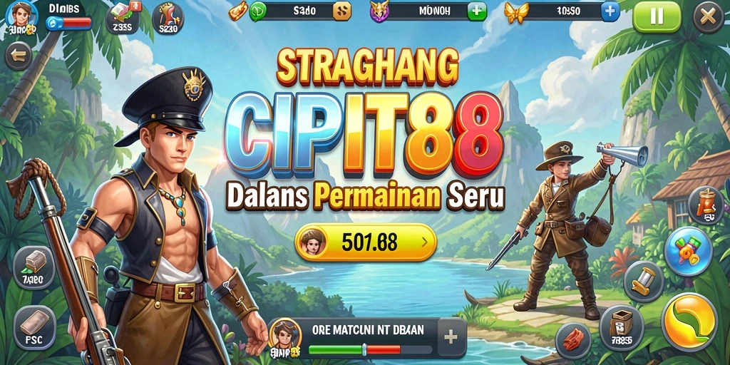 Tangkapan layar utama game menunjukkan pertempuran strategis yang mendebarkan.