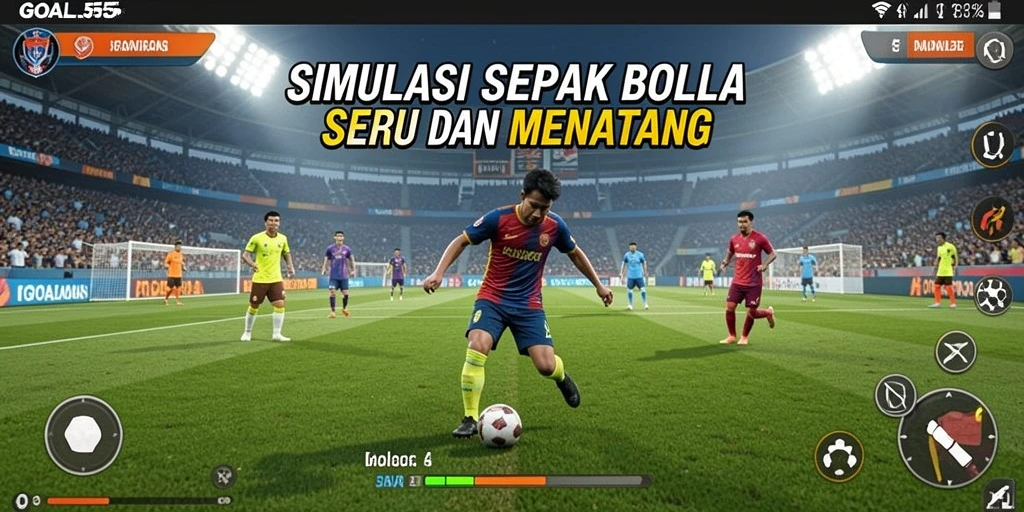 Tampilan menarik dari gameplay GOAL55 dengan aksi sepak bola.