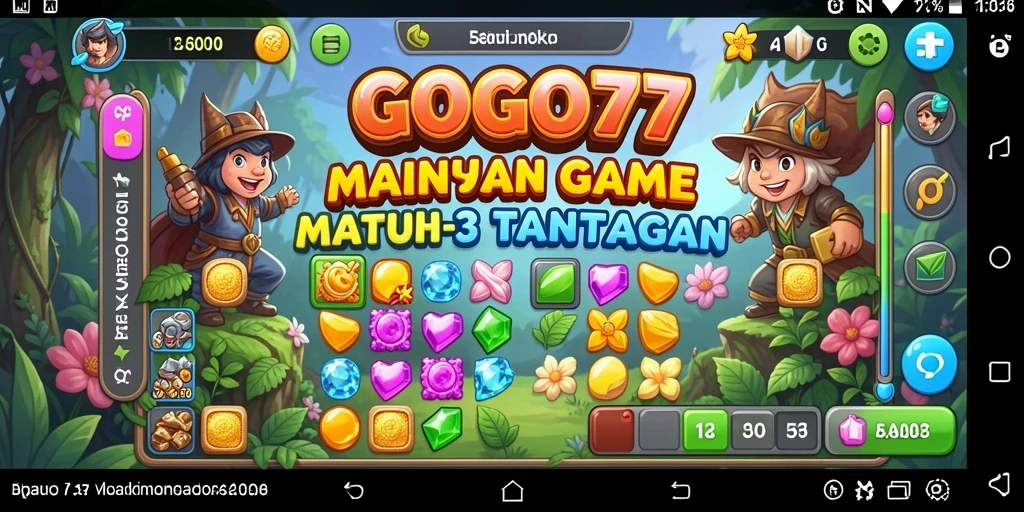 Screenshot utama GOGO77 menunjukkan gameplay seru dalam Match-3.