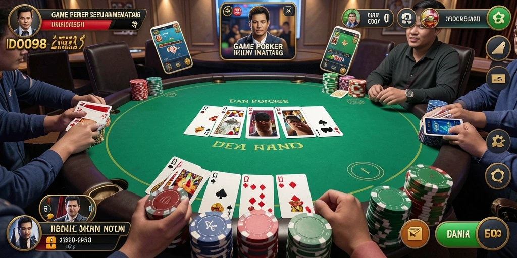 Screenshot utama ID098 menampilkan gameplay poker yang seru dan interaktif.