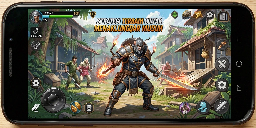 Screenshot dari gameplay JOS77 menunjukkan pertempuran strategis yang seru.