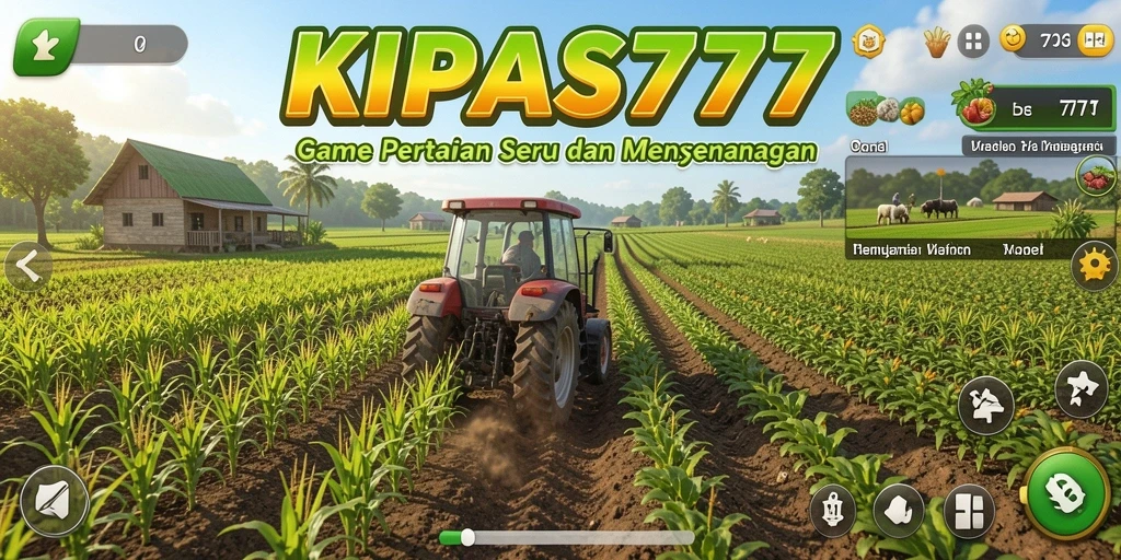 Tangkapan layar gameplay KIPAS777 yang menunjukkan lahan pertanian yang subur.