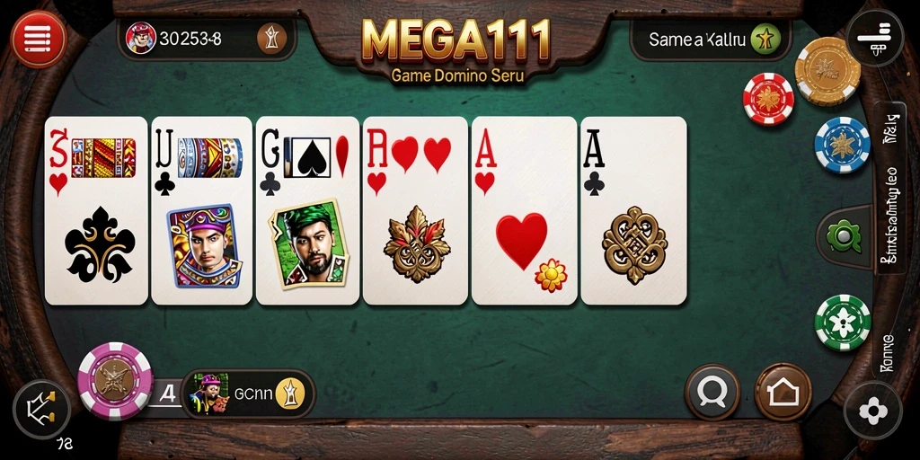Tampilan gameplay seru MEGA111 saat bermain Domino.