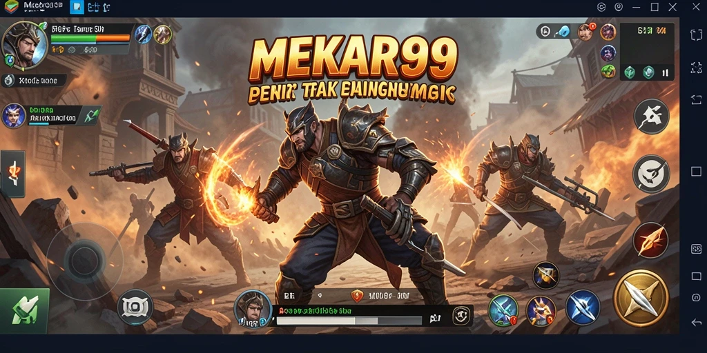 Tangkapan layar gameplay MEKAR99 dengan aksi seru dan karakter unik.