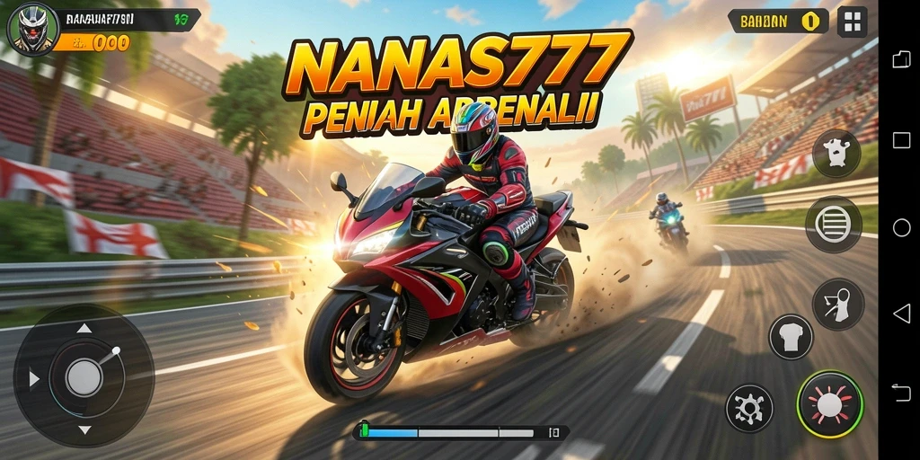 Screenshot NANAS777 menampilkan aksi balapan motor yang mendebarkan.