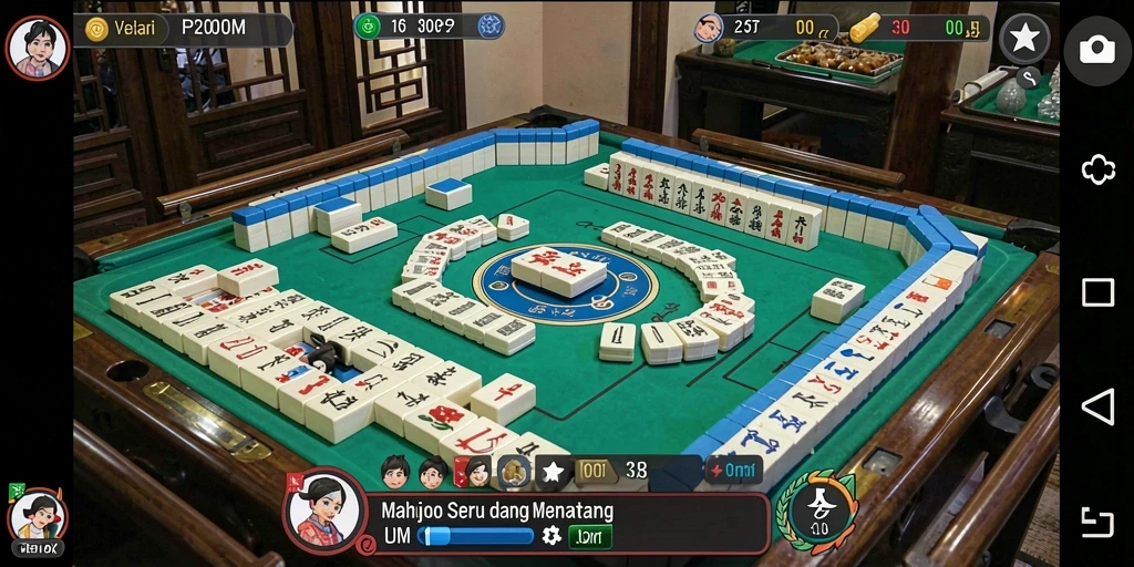 Screenshot P200M menampilkan gameplay Mahjong yang dinamis dan menarik.