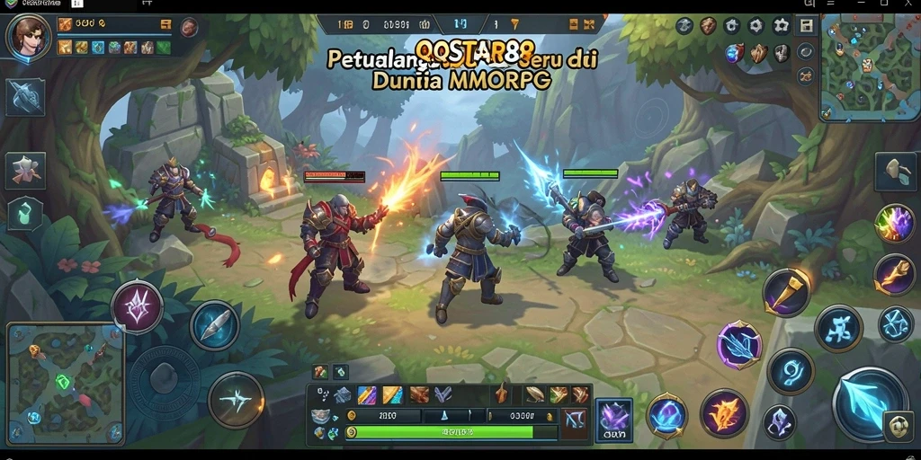Screenshot aksi intens dalam gameplay MMORPG QQSTAR88.