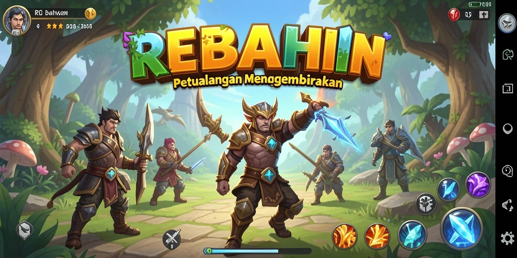 Gameplay seru dalam petualangan RPG REBAHIN.