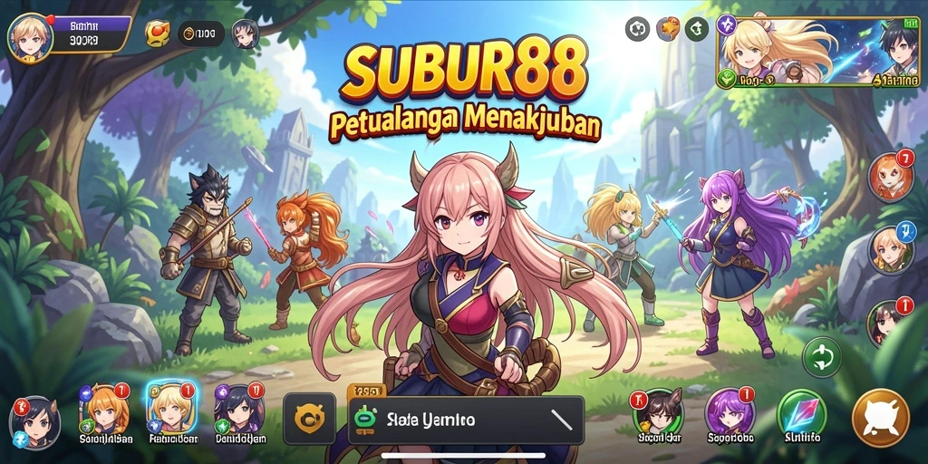 Tampilan gameplay SUBUR88 dengan aksi karakter anime yang menakjubkan.