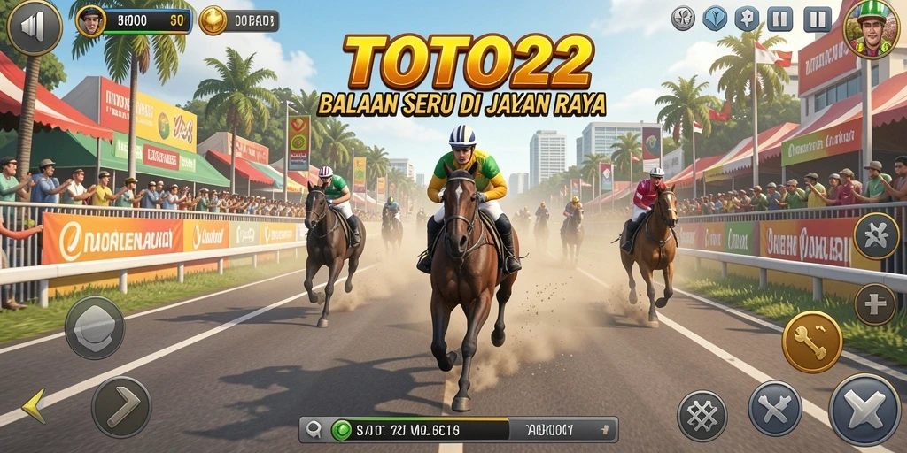 Screenshot gameplay TOTO22 menunjukkan aksi balap yang mendebarkan.