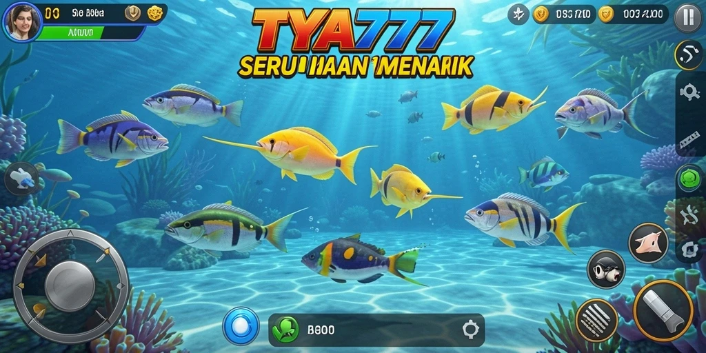 Screenshot gameplay TYA777 yang menampilkan aksi menembak ikan.