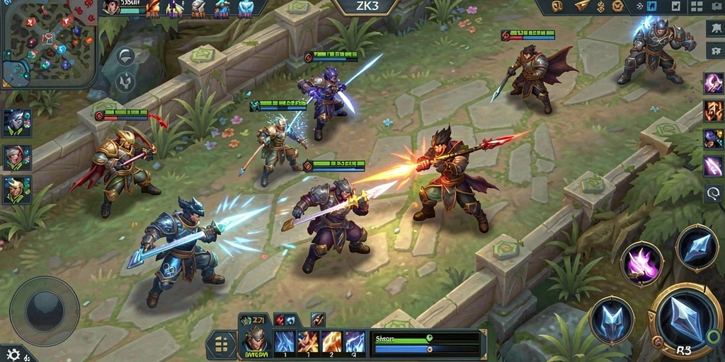 Screenshot ZK3 menampilkan aksi spektakuler dalam game MOBA.